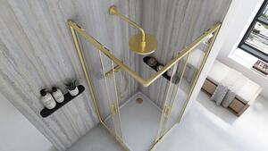 Rea City, sprchovací kút s posuvnými dverami 80x80cm, 5/4mm číre sklo, zlatý profil, REA-K6444