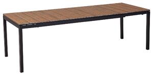Rozkladací záhradný jedálenský stôl svetlé drevo hliník 198/248 x 90 cm moderný štýl záhrada exteriér