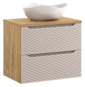 Comad Závesná skrinka Ocean Cloud I s doskou a umývadlom 70 cm béžová/dub olejovaný