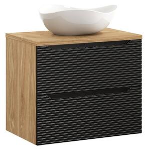 Comad Závesná skrinka Ocean Cloud I s doskou a umývadlom 70 cm čierna/dub olejovaný