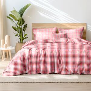 Goldea tradičné bavlnené posteľné obliečky - červené a biele kocky 140 x 220 a 70 x 90 cm