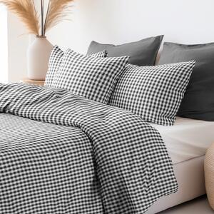 Goldea tradičné bavlnené posteľné obliečky - čierne a biele kocky 140 x 200 a 70 x 90 cm