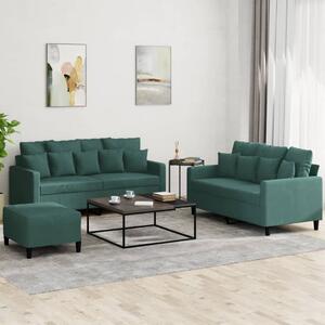 Maison Exclusive – 3-dielna sedacia súprava s vankúšmi, tmavozelený zamat