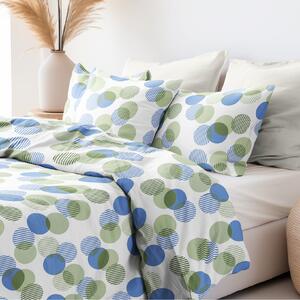 Goldea saténové posteľné obliečky deluxe - zelenomodré prúžkované kruhy 200 x 200 a 2ks 70 x 90 cm