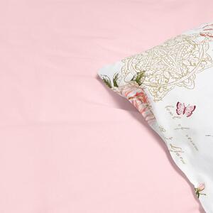 Goldea bavlnené posteľné obliečky duo - pivonky s textami s púdrovo ružovou 150 x 200 a 50 x 60 cm