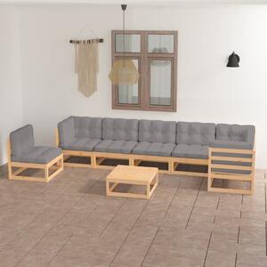 Maison Exclusive – 8-dielna záhradná súprava s vankúšmi z masívneho borovicového dreva