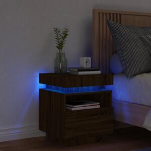 Nočný stolík s LED svetlami hnedý dub 40x39x48,5 cm