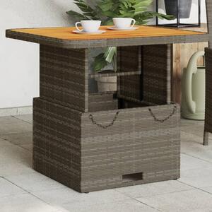 Maison Exclusive - Záhradný stôl sivý 80x80x71 cm Poly ratan a akáciové drevo