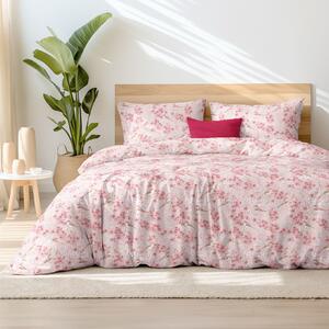 Goldea bavlnené posteľné obliečky - vtáčiky v ružovej záhrade 150 x 200 a 50 x 60 cm