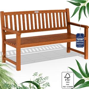 CASARIA® záhradná lavica 3-miestna lavica z eukalyptového dreva odolná voči poveternostným vplyvom nosnosť 480 kg opierka na ruky operadlo 152x55 cm záhradná balkónová lavica s certifikátom FSC® sedadlo pre 3 osoby