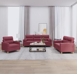 Maison Exclusive – 3-dielna sedacia súprava s vankúšmi, vínovočervená látka