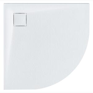 Sprchová vanička s odtokom biela SMC 80 x 80 x 3 cm trojuholníkový tvar efekt prírodného kameňa minimalistický štýl kúpeľňa