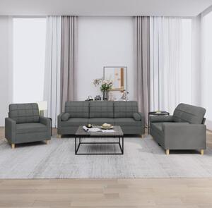 Maison Exclusive – 3-dielna sedacia súprava s vankúšmi, tmavosivá látka
