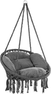 Závesné kreslo BOHO s vankúšmi, Ø61cm, antracitová