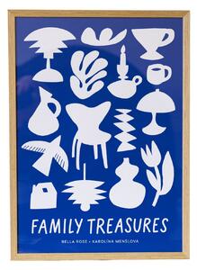 Plagát Family Treasures Beige / Blue 30 x 40 cm
