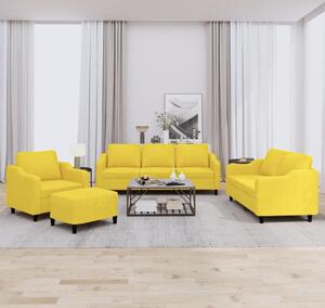 Maison Exclusive – 4-dielna sedacia súprava s vankúšmi, svetložltá látka