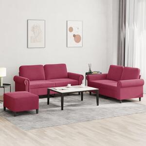 Maison Exclusive – 3-dielna sedacia súprava s vankúšmi z vínovočerveného zamatu