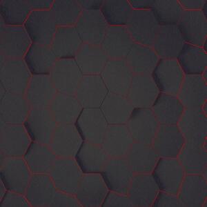 Vliesové tapety na stenu 37043-1, rozmer 10,05 m x 0,53 m, 3D hexagony s červenou konturou, A.S. Création