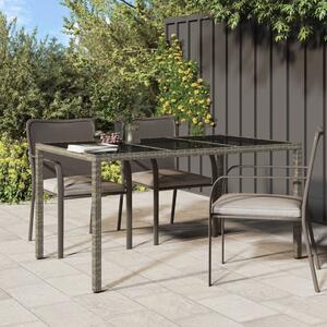Maison Exclusive – Záhradný stôl 150 x 90 x 75 cm, tvrdené sklo a poly ratan, sivý