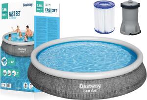 Bestway Fast Set 57376, 7340 L, Nafukovací bazén, Dospelý a dieťa, Šedá, 18,7 kg