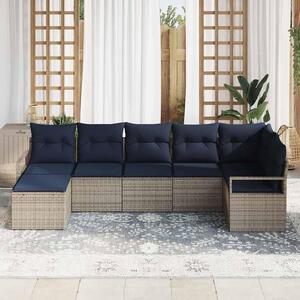 Maison Exclusive – Sedacia súprava, 7 kusov, sivá [syntetický materiál]: Polyratan