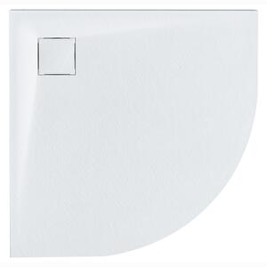 Sprchová vanička s odtokom biela SMC 90 x 90 x 3 cm trojuholníkový tvar efekt prírodného kameňa minimalistický štýl kúpeľňa