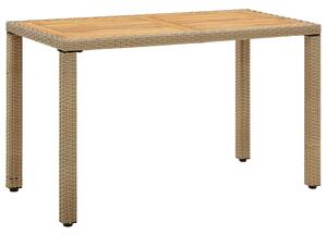 Maison Exclusive – Záhradný stôl béžový 123 x 60 x 74 cm z poly ratanu a masívneho akátového dreva