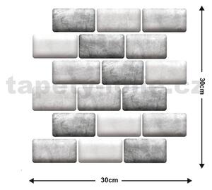 Samolepiace PVC 3D panely TPO2802, cena za kus, rozmer 30 x 30 cm, tehlový obklad sivo-biely, IMPOL TRADE