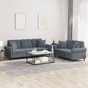 Maison Exclusive – 2-dielna sedacia súprava s vankúšmi, tmavosivý zamat