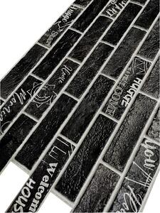 Obkladové panely 3D PVC 0049, cena za kus, rozmer 960 x 485 mm, tehly čierne, IMPOL TRADE