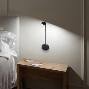 Vibia Pin 1680 LED nástenné svetlo, 39 cm, čierne, Čierna, Spálňa, Hliník, Moderný, Nástenné svietidlo