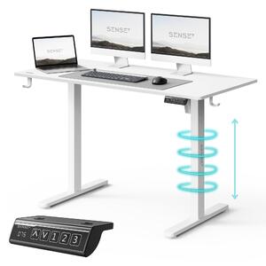 SENSE7 NOJO LIGHT Elektricky výškovo nastaviteľný stôl 120 x 60 cm, biely, herný stôl, počítačový stôl, stôl na prácu v stoji, Memory, domáca kancelária, stôl na PC