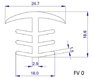 Gumový tesniaci profil FV0 pre fotovoltaické panely - pre medzeru medzi FV panelmi 8-12mm,návin 13m, IMPOL TRADE