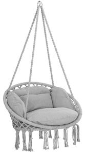 Závesné kreslo BOHO s vankúšmi, Ø61cm, svetlosivé