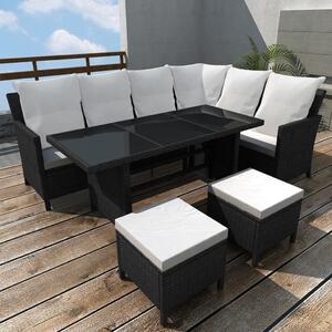 Maison Exclusive – 4-dielna záhradná súprava s poduškami z polyratanu, čierna