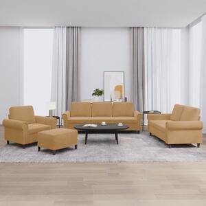 Maison Exclusive – 4-dielna sedacia súprava s vankúšmi, hnedý zamat