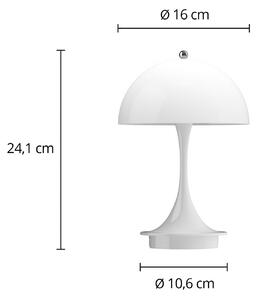 Louis Poulsen Akumulátorová lampa Panthella PORTABLE 160 V3 opálovo biela, Biela / opálová, Obývacia izba / jedáleň, Plast, Dizajn, Stojacie svietidlo