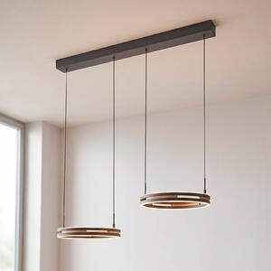Paul Neuhaus LED závesné svietidlo Sveja, dĺžka 85 cm, čierna/v odtieni dreva,, Svetlé drevo, Obývacia izba / jedáleň, Drevo, Moderný, Závesné svietidlo