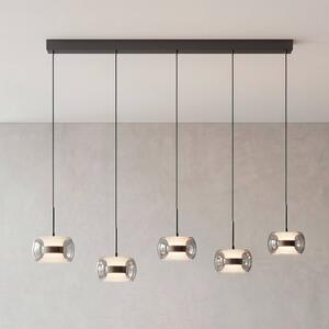 Paul Neuhaus LED závesné svietidlo Fumea, dĺžka 119 cm, čierna/dymová, sklo, 5-pl., Čierna, Obývacia izba / jedáleň, Sklo, Závesné svietidlo