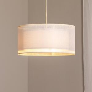 Závesné svetlo Duo Den Light, krémová farba, Ø 50 cm, ľan, PVC, Krémová / jantárovo žltá, Obývacia izba / jedáleň, Textil / látka / hodváb, Závesné svietidlo