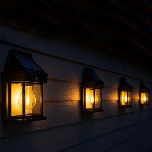 Lumisky Solárne nástenné svetlo s LED a senzorom Sunflare, čierna, výška 17 cm, sada 4, Čierna, Plast, Nástenné svietidlo