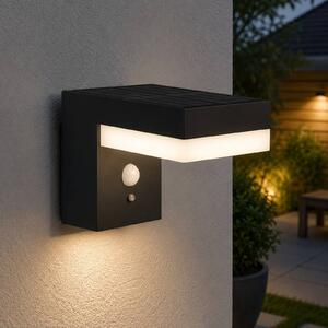 Lumisky Solárne nástenné svetlo s LED osvetlením Cenova, čierna, šírka 16 cm, senzor, Čierna, Hliník, Moderný, Nástenné svietidlo