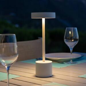 Lumisky Stolová LED lampa Roby na akumulátor, biela, výška 30 cm, IP54, Biela / opálová, Hliník, Moderný, Stojacie svietidlo