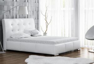 Elegantná posteľ Donna s úložným priestorom biela eko koža 180 x 200