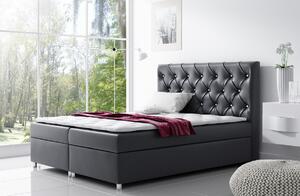 Čalúnená posteľ s úložným priestorom Vivien čierna eko koža 140 + topper zdarma