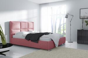 Dizajnová posteľ Venezia s vysokým čelom a úložným priestorom ružová 180 x 200
