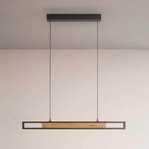 Paul Neuhaus LED závesné svietidlo Sveja, dĺžka 80 cm, čierna/v odtieni dreva,, Svetlé drevo, Obývacia izba / jedáleň, Drevo, Moderný, Závesné svietidlo