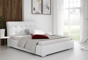 Moderná manželská posteľ Evelyn s úložným priestorom biela eko koža 160 x 200