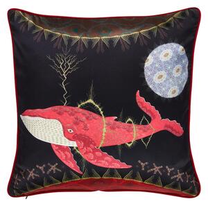 Obliečka na vankúš Cosmic Whale with Lilac Planet 60x60, čierno-ružová