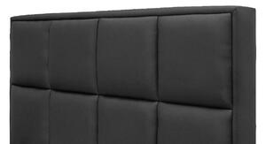 Čalúnená posteľ Esteban s vysokým čelom a úložným priestorom čierna eko koža 160 x 200